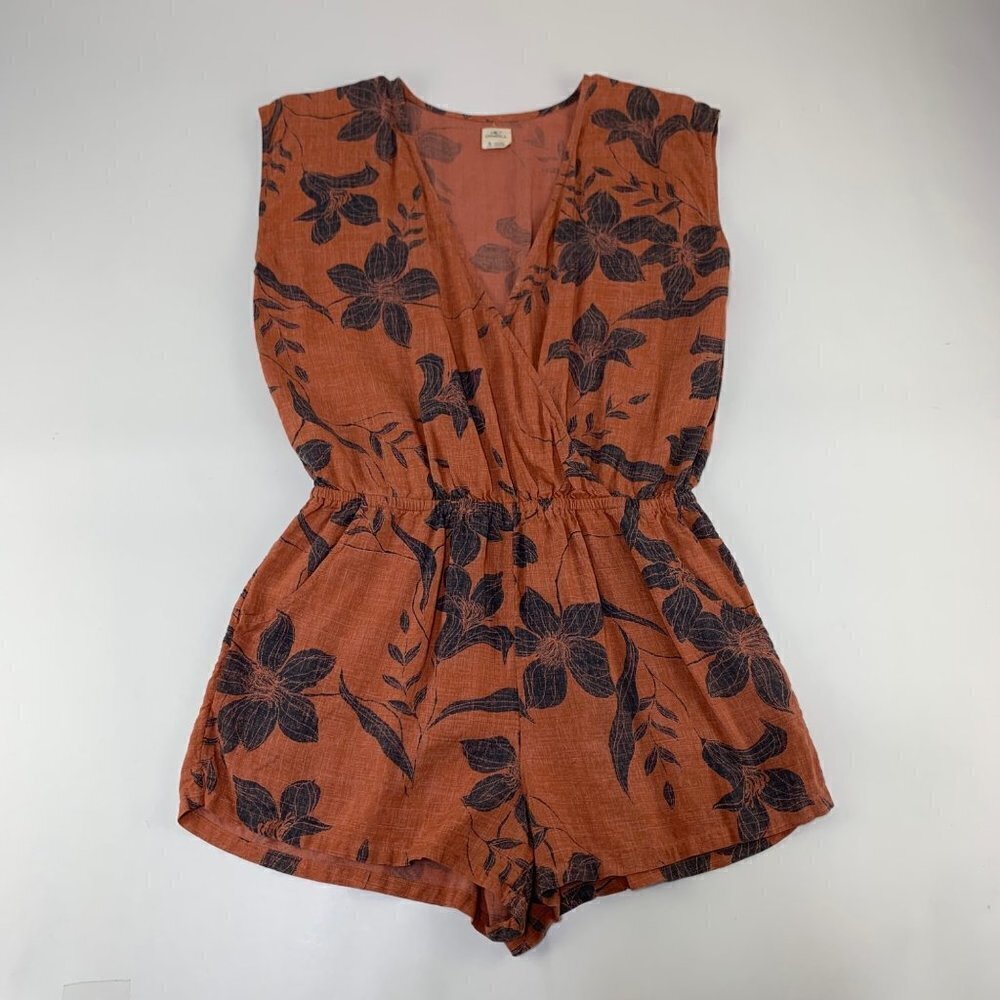 O'Neill Pumpkin Tropical Print Crossover Romper S